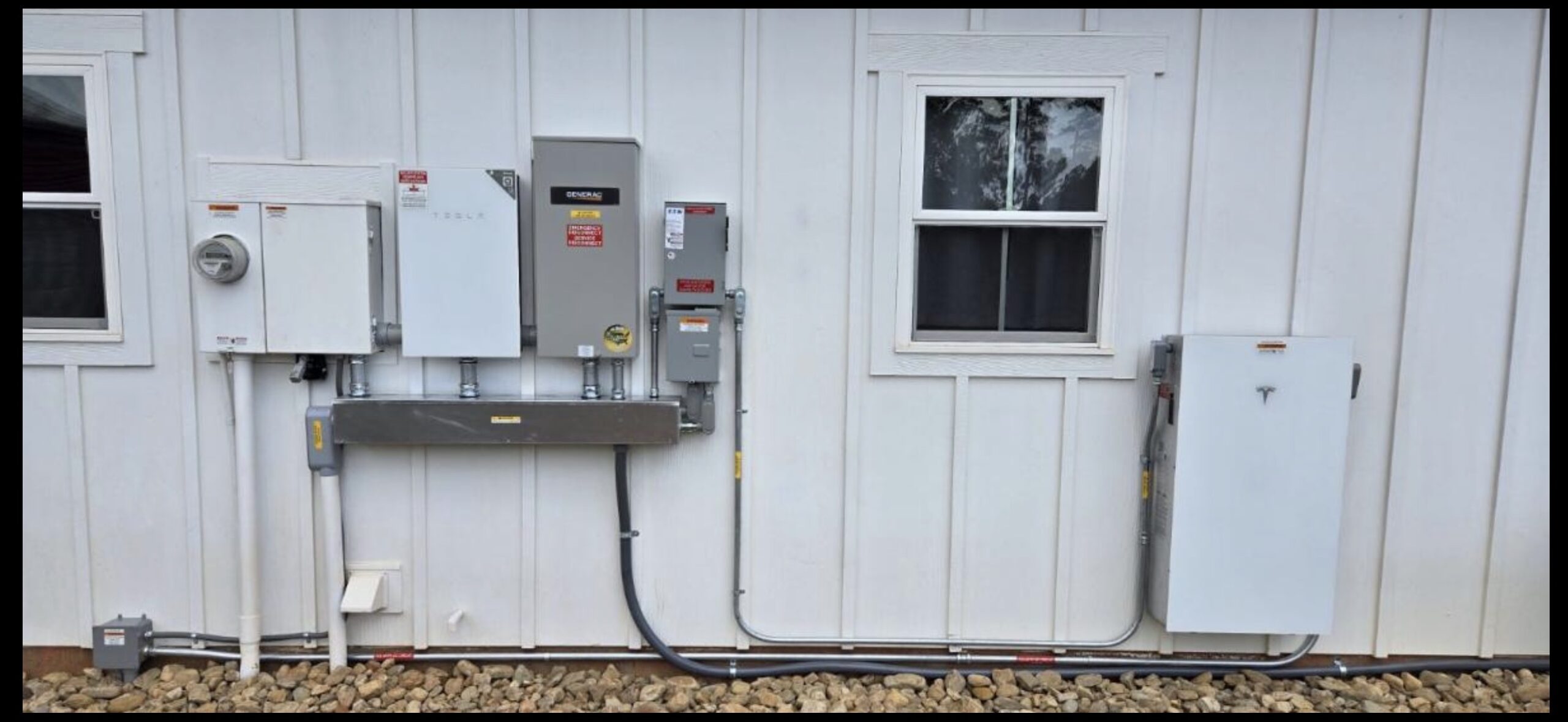 Cleanly installed home battery and energy equipment on wall
