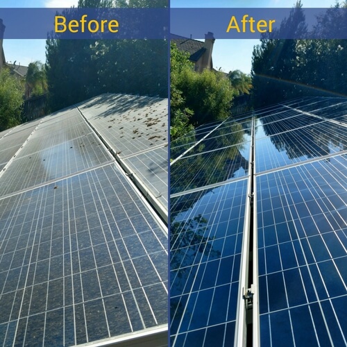 Clean, streak-free solar panel surface after professional wash