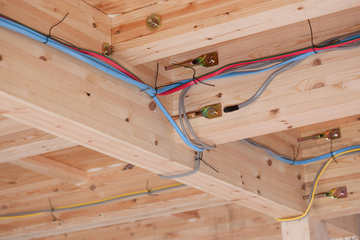 New electrical wiring installed during home renovation